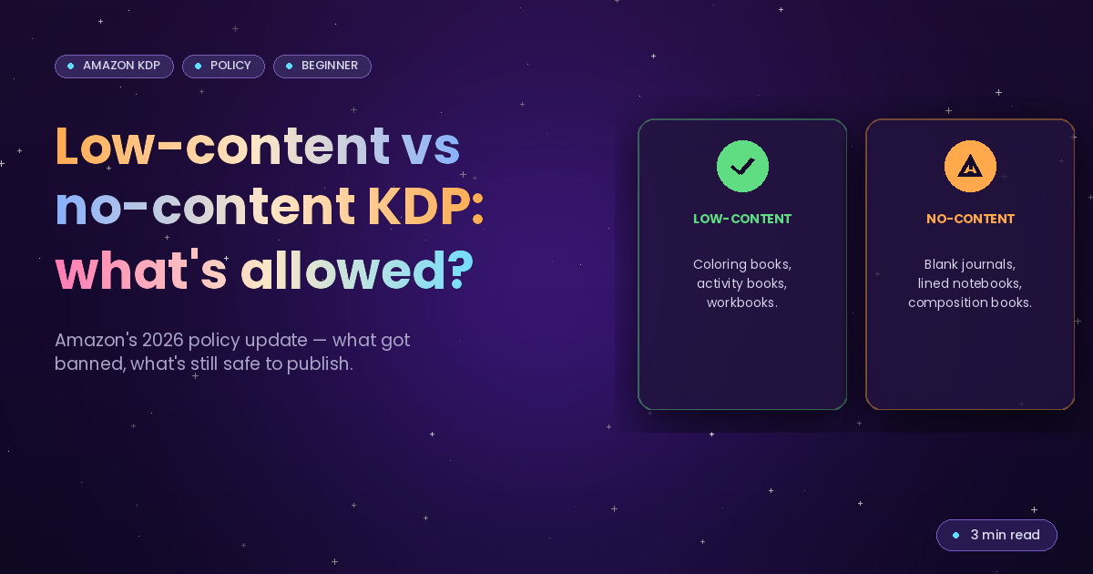 Low-content vs no-content KDP: what actually sells (and Amazon's 2026 policy update)