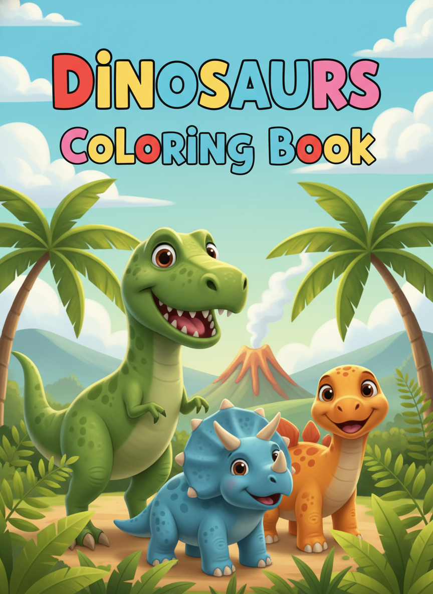 Dinosaurs coloring book cover