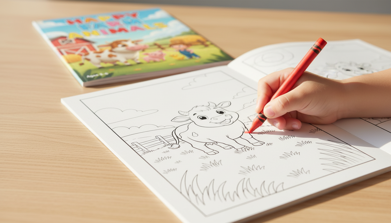 Child coloring a generated page